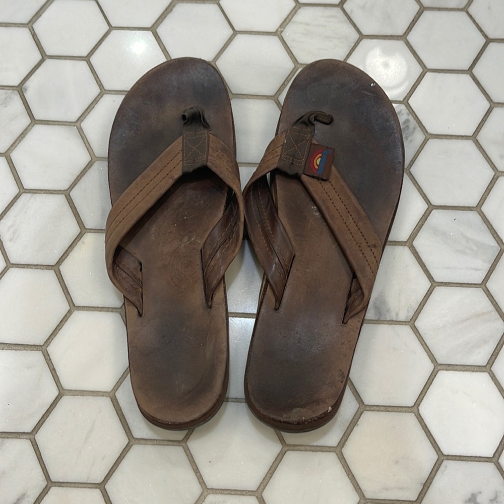 Rainbow flip flops
